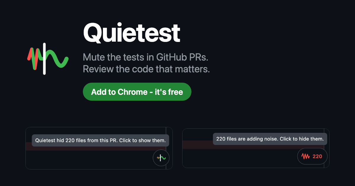 I built a Chrome extension that hides test files in GitHub PRs so I can actually focus on reviewing 
